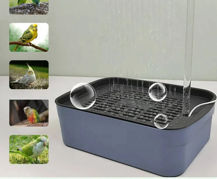 Plastic Bird Bath Shower with Suction Cups for Cage Wall, Household Hanging Bird Spray Bath