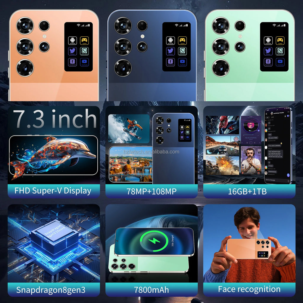 Hot Selling New S26 Ultra Mobile Phones 7.3-inch Android Smartphone Telephone Portable