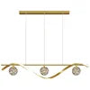 Nordic LED AC Middle Size Iron Gold Pendant Light Luxury Long Strip Chandelier for Dining/Living Room Bar Simple Modern