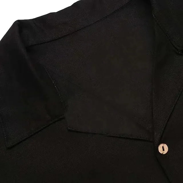 Summer New Men's Casual Lapel Solid Color Loose Short Sleeve Shirt Cotton Hemp Shirt