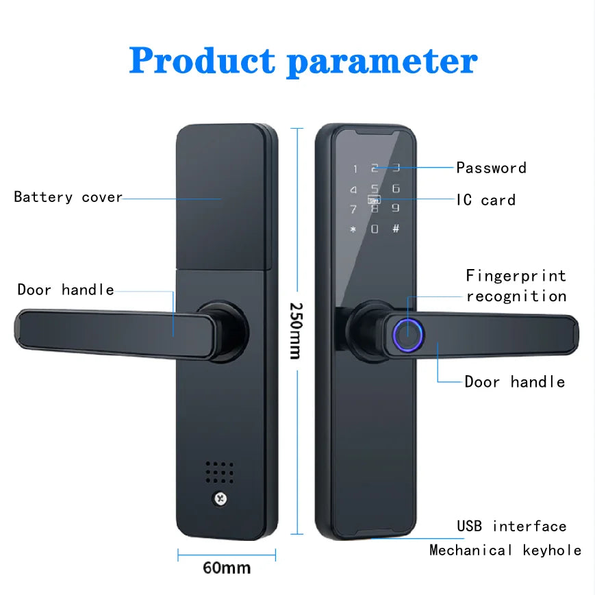 Factory Price Cheap Aluminum RFID Card Password Fingerprint Unlock Electronic Ble WiFi Tuya App Smart Door Lock
