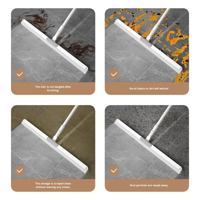 Multifunction Magic Cleaning Broom Silicone Floor Squeegee Long Handle Rubber Sweeper Air Broom for Window Glass Shower Pet Hair