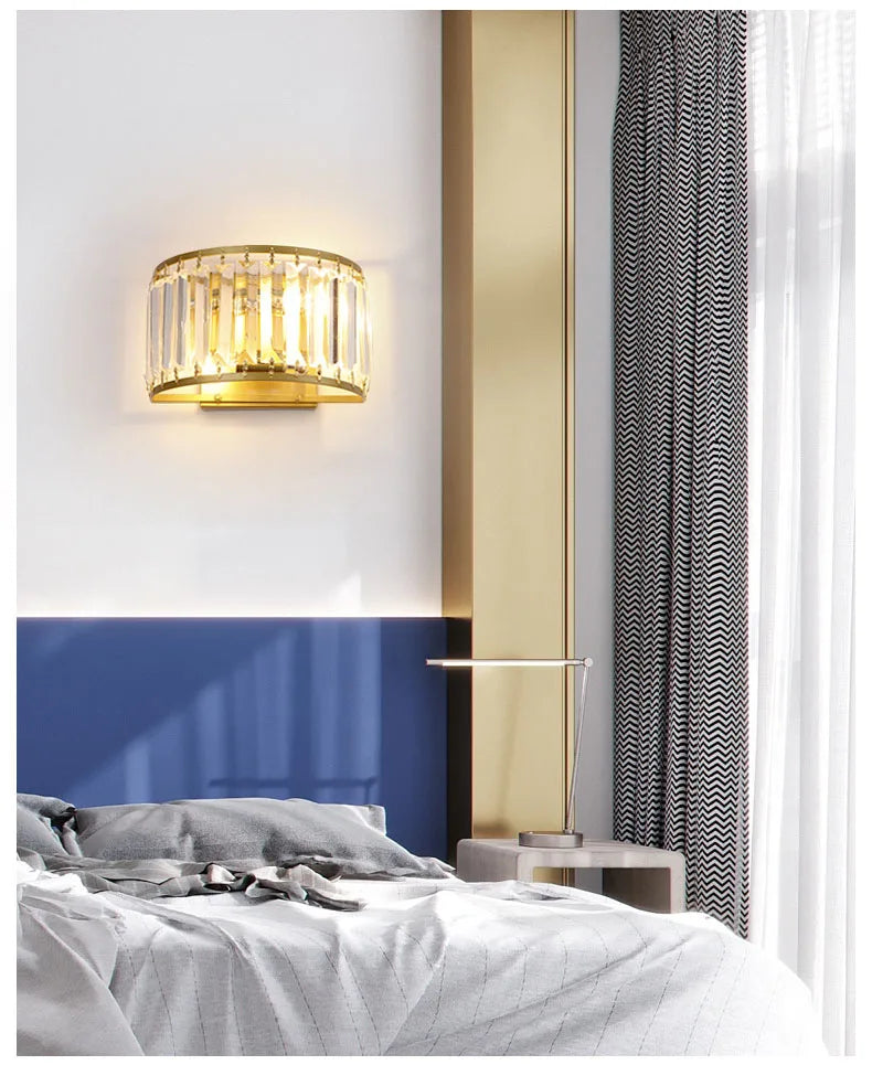 Modern Light Luxury Crystal Wall Lamp Bedroom Bedside Simple Atmosphere Living Room Background Minimalist Room Lighting