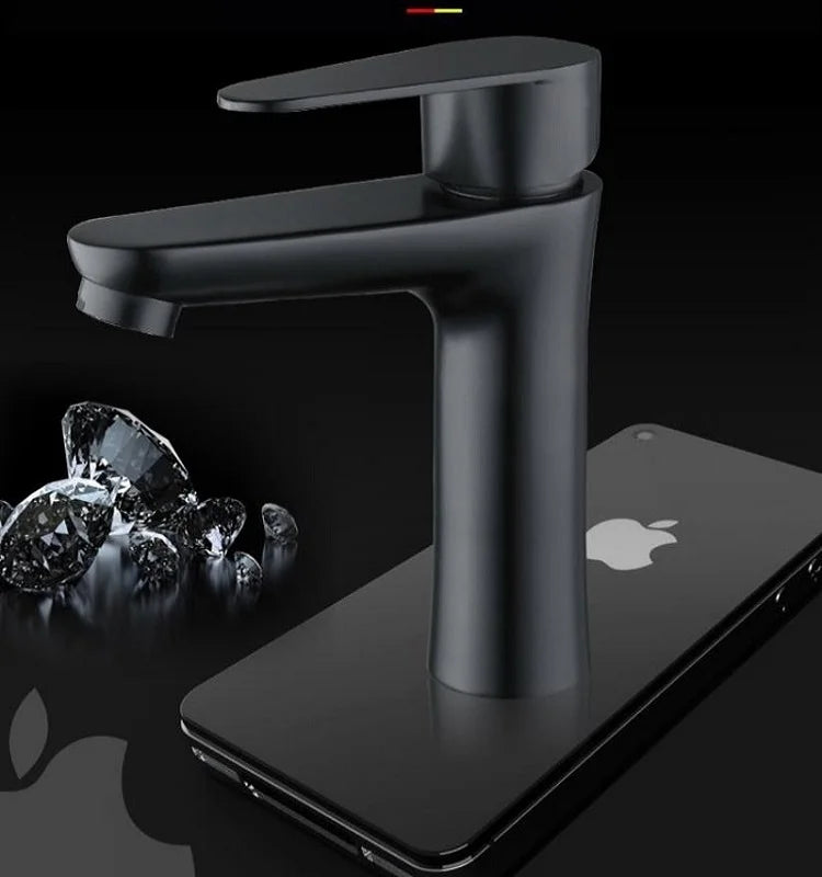Bathroom Basin Faucet Cold & Hot Water Mixer Sink Tap Black Single Handle High Quality Kitchen Bathroom Accessory