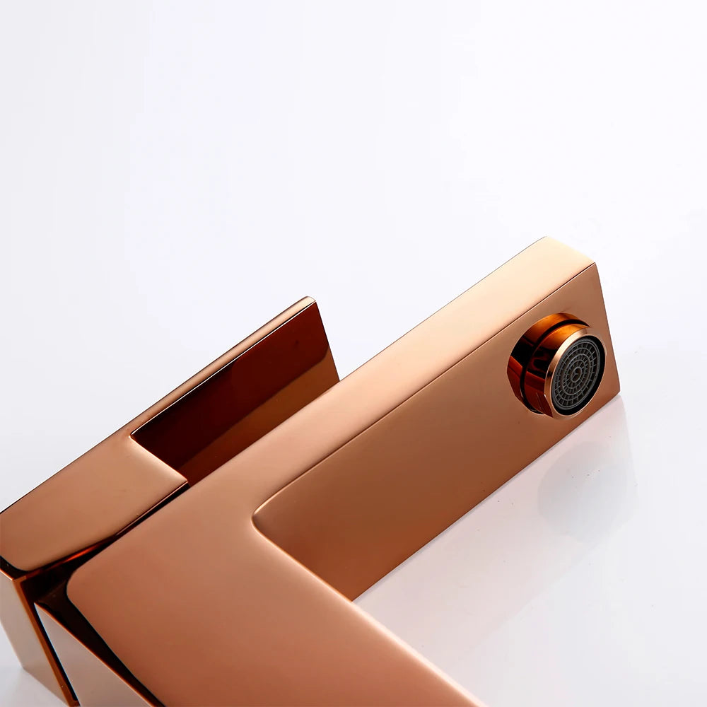 Bagnolux Rose Gold Single Hole Deck Mounted Brass A Handle Cold Hot Mixer Sink Tap Basin Water Tapware Bathroom Faucet