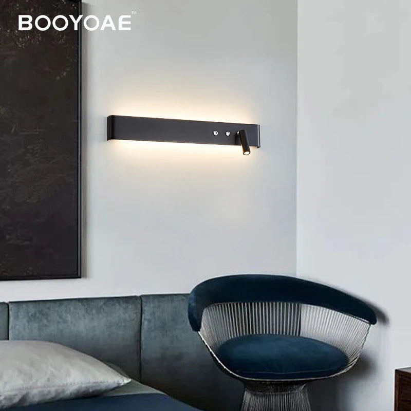 Modern Wall Lamp With Switch For Room Bedroom Bedside Hotel Lighting Sconce Indoor Black White Rotatable Wall Light Decoration