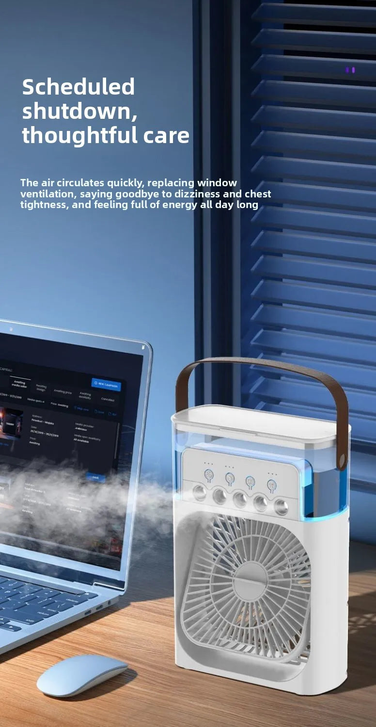 Five Hole Smart Spray Fan Humidifier Water Cooled Fan Desk Office Student Use Silent Hydrating Humidification Cooling Air Fan