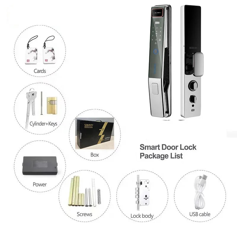 Factory Price Home Security Fingerprint Lock WIFI Door Tuya Zigbee Digital Biometric RFID IC Smart Door Lock With Doorbell