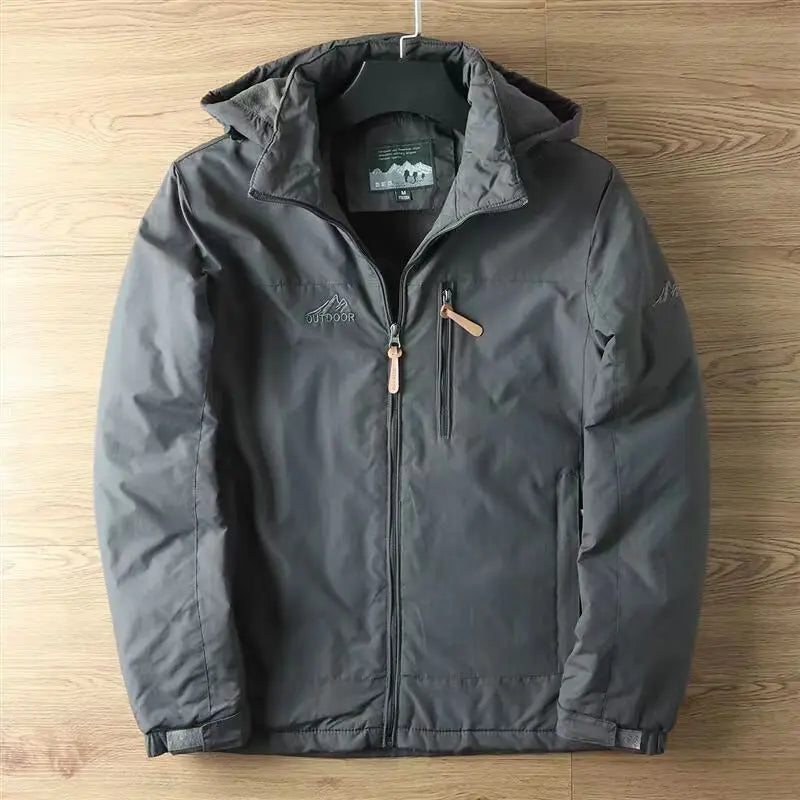 Hot Sale Winter Men's Windproof Waterproof Fleece Lined Zip up Soft Shell Jacket Oversize Warm Hooded Coat Jacket