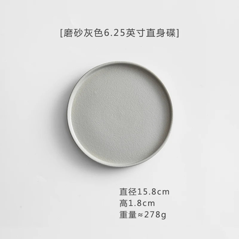 11 Inch Dinner Plate Black and White Ceramic Western Steak Ramen Plate Home Round Fruit Dessert Snack Plate Restaurant Tableware