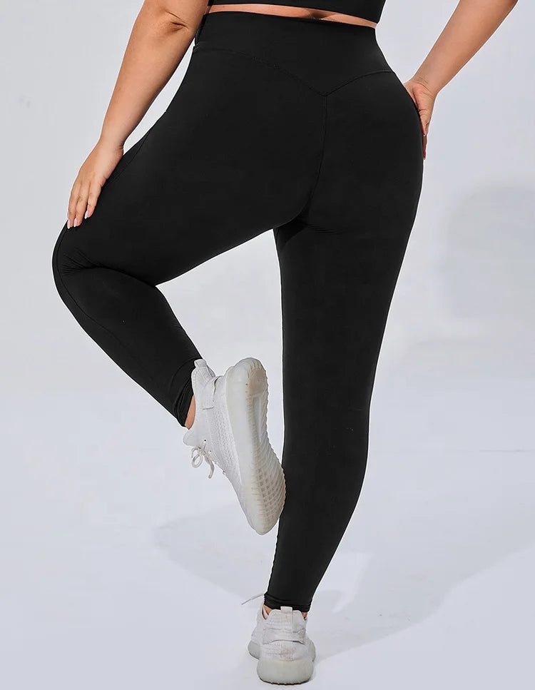 Women's Buttery Soft Four-Way Stretch Solid Ankle-Length Yoga Leggings Plus Size Sweat-Wicking High Waisted Gym Workout Pants