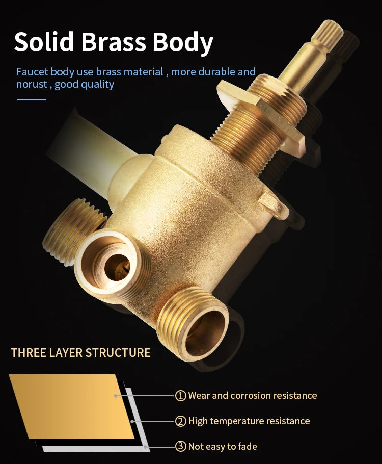 New Triple Handle Thermostatic Brass Shower Faucet Shower Room Auto Thermostatic Control Valve Mixer Tap  2/3/4/5 Way Diverter