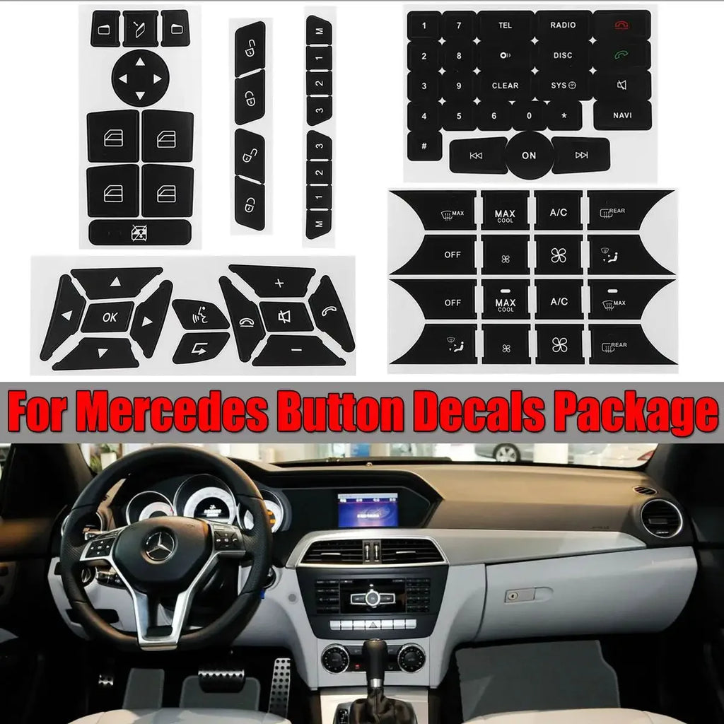 Car Steering Wheel A/C Door Lock Button Repair Sticker Decals Stickers for Benz GLK350 C Class CLS C218 W172 W204 W212 W218 W207