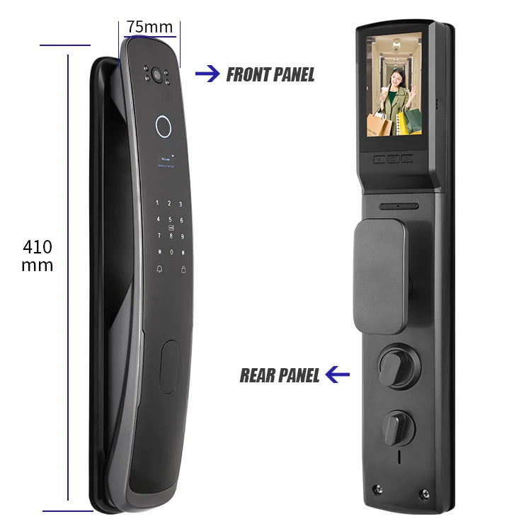 Full Automatic Smart Lock WiFi Wireless Fingerprint Password RFID Card App Digital Door Lock With Camera