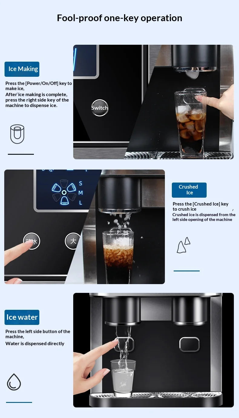 Hengyang Ice Maker 18kg Desktop Small Household Commercial Use Crushed Ice All-in-one Model ZBS-15 220V/110V Manual Water Adding