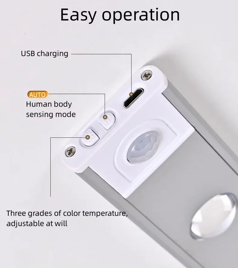 Type-C LED Motion Lamp Ultra-thin Under Cabinet Aluminum Bar Strip Kitchen Closet Lights Photographic Lighting