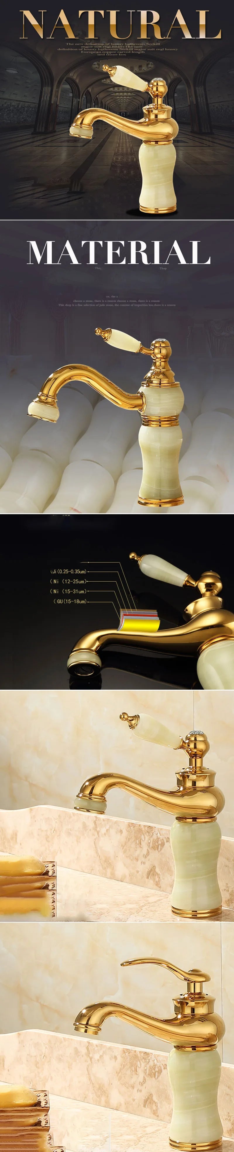 Bathroom Faucet Brass and Jade faucet Bathroom Basin faucet Sink Mixer Tap Gold Sink Faucet Bath Basin Sink Faucet