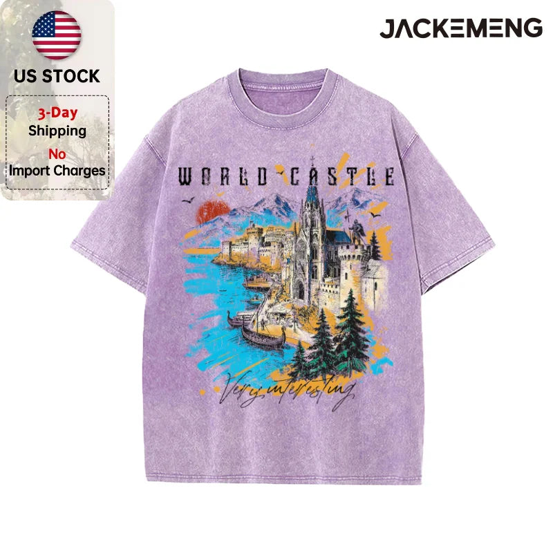 Oversized Vintage Retro Scenic Streetwear Print Tshirt USA Stock Wholesale Y2K Casual Tee