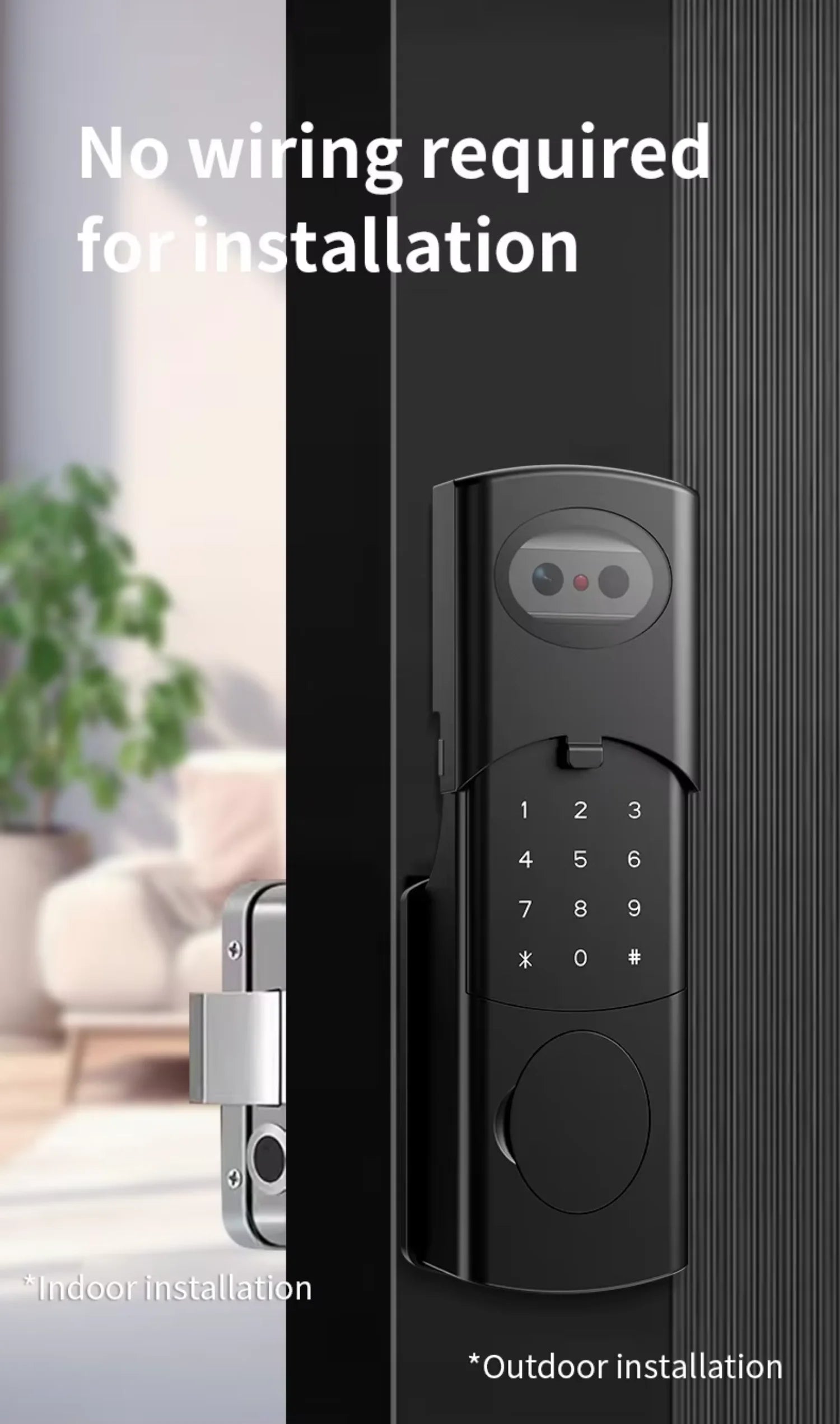 3D Face Recognition Front Door IP67 Waterproof Smart Lock Remote Keyless Fingerprint Password Unlock Cloud Wood Compatible