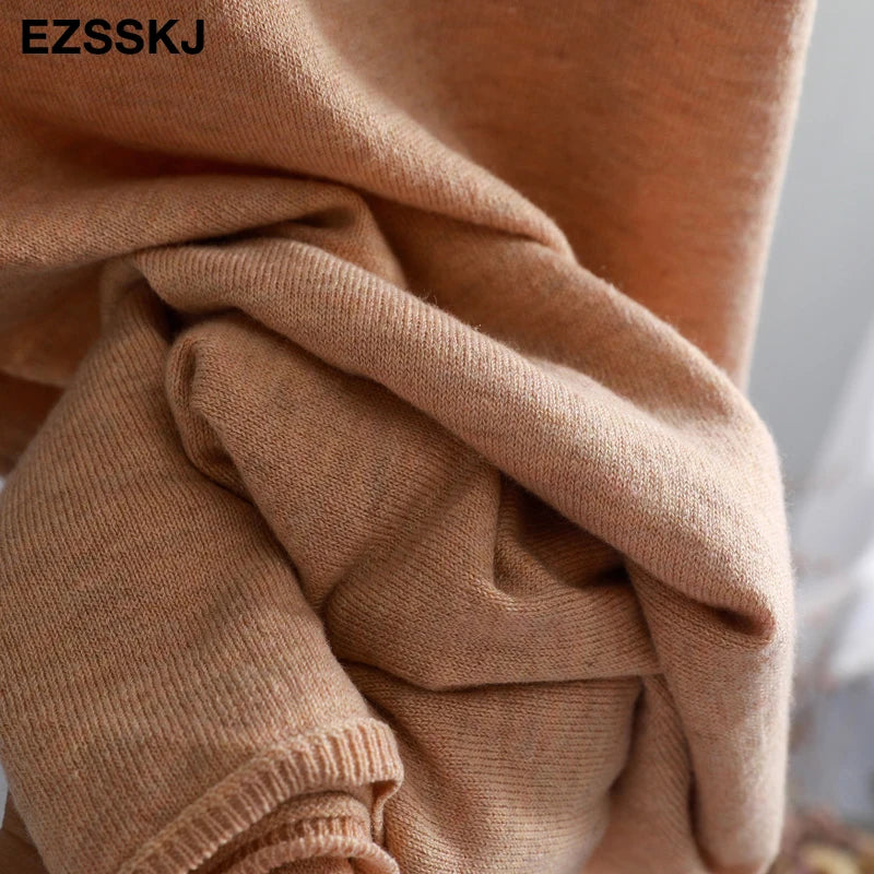 Ezsskj Spring summer 2020 Woman Knitted Tank Dress Casual Long Camisole Vest dress Women Loose  cashmere maix a-line dress