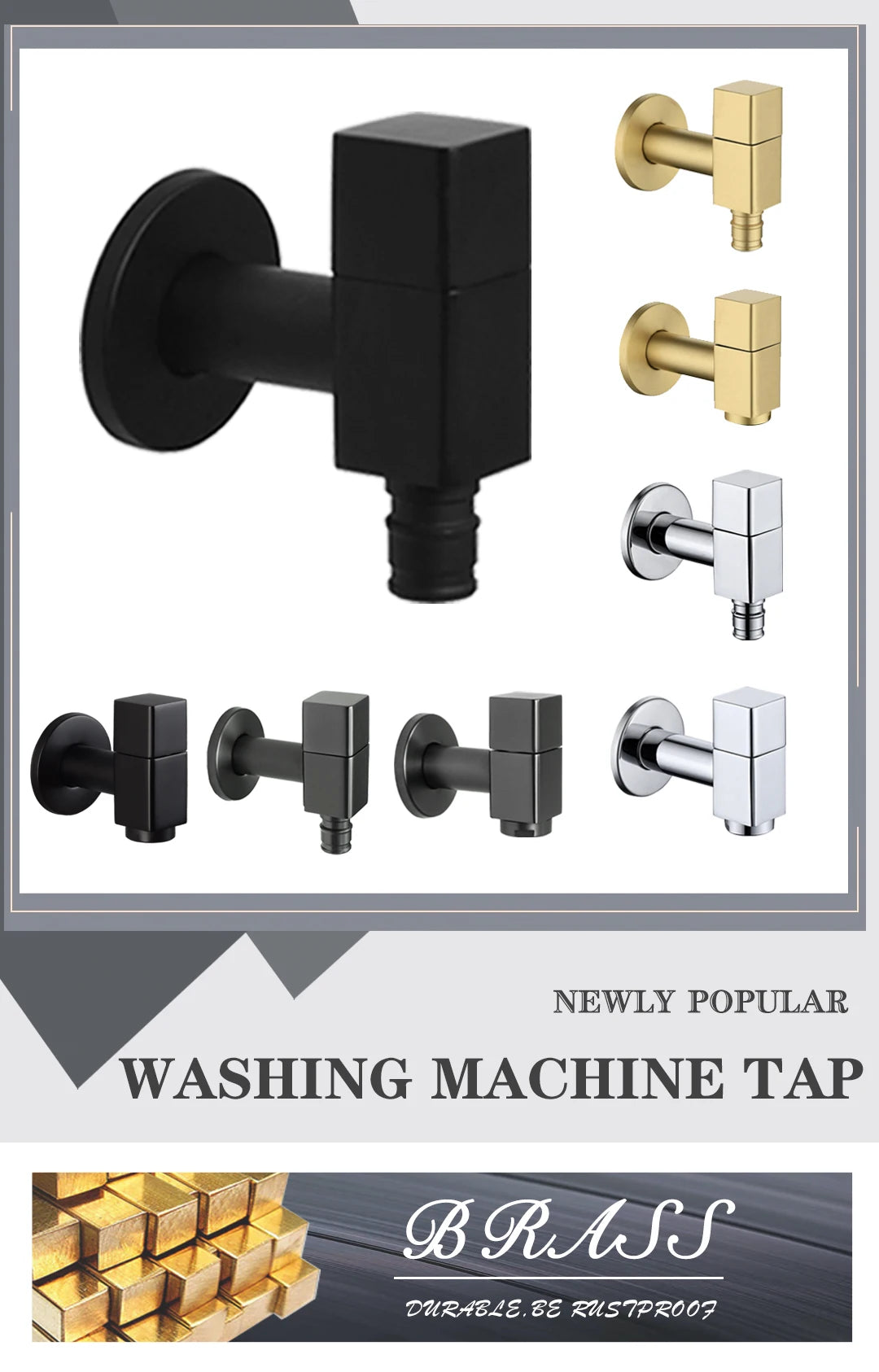 Washing Machine Faucet Tap Outdoor Garden Mop Pool Wash Faucets Bathroom Square Wall Mounted Solid Brass Sink Cold Water Tap