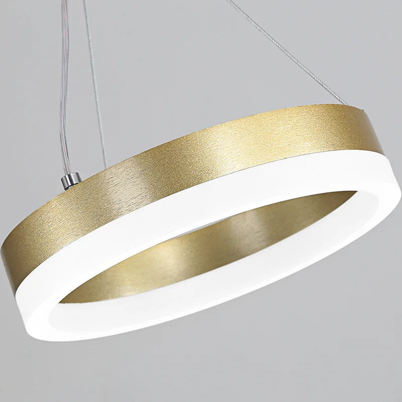 postmodern lamp White Black LED nordic minimalist lamp For Dining Kitchen Room remote control acrylic ring pendant lighting