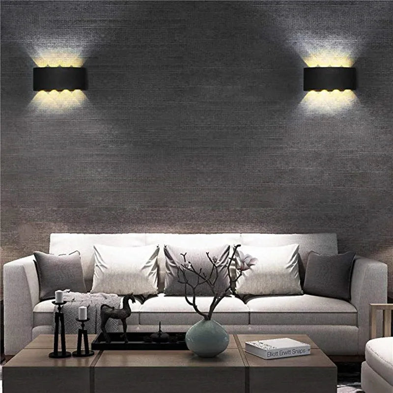 Nordic Wall Lamp Led Aluminum Outdoor Indoor Ip65 Up Down White Black Modern For Home Stairs Bedroom Bedside Bathroom Light