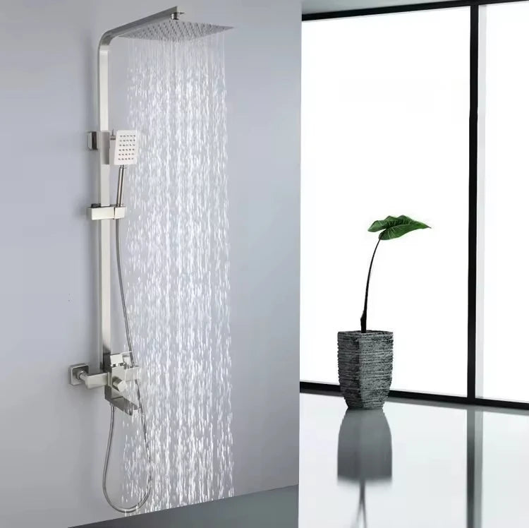 FSH Modern Square Design SUS304 Shower Set Cold and Hot Portable Lifting Top Brass Spray for Bathroom