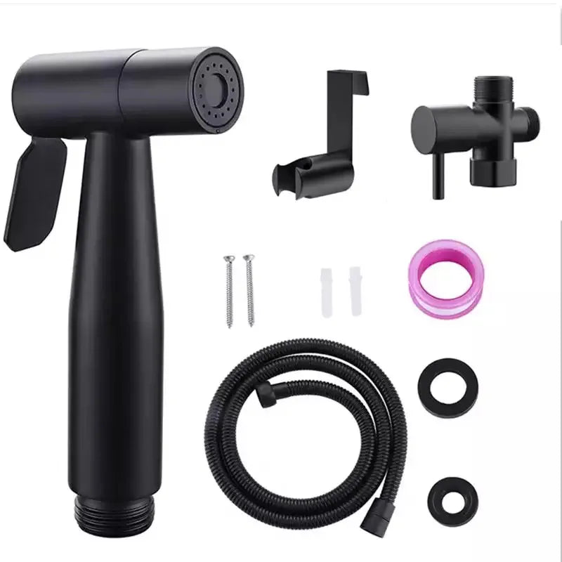 Deao Stainless Steel Handheld Bidet Sprayer Modern Toilet Faucet Adjustable Pressure Diaper Sprayer Set Hose Bathroom