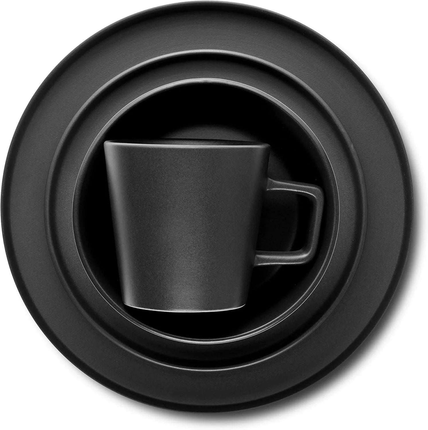 Black 16-piece and 4-piece Tableware Set for Four People Ceramic Plates for Wedding Parties