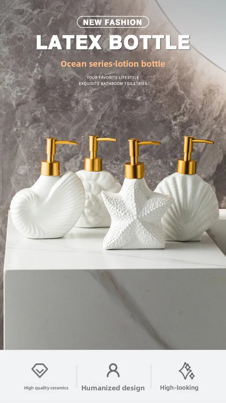 Minimalist Nordic Style Ceramic Dispensing Bottle for Hand Soap Shower Gel or Shampoo Hotel Bathroom Set Supplies