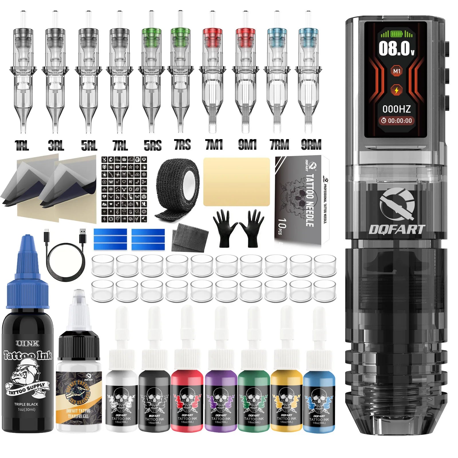 DQFART Cross-Border Bestseller Wireless Tattoo Kit Beginner-Friendly All-in-One Rechargeable Machine Outlining Shading Model