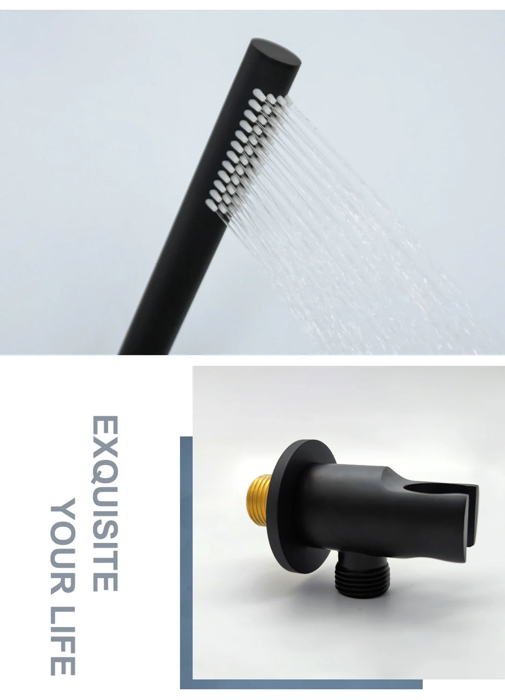 Chrome Matt Black Handshower Head 150cm Stainless Steel Shower Hose Brass Bracket Shower Head Wall Mounted Shower Accessories