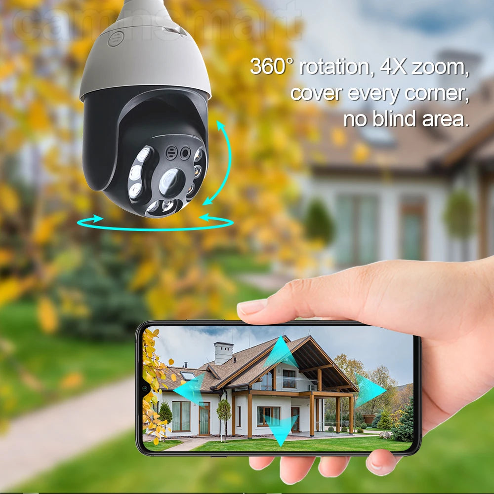 5MP Security IP Camera Onvif NVR E27 Light Bulb PTZ Video Surveillance Protection 256G System Smart Home Auto Tracking AI Human