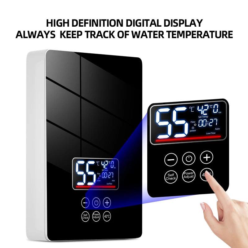 2024 Custom White or Black Appearance Knob Type Electric Water Heater Instant and Tankless Geyser for Shower App