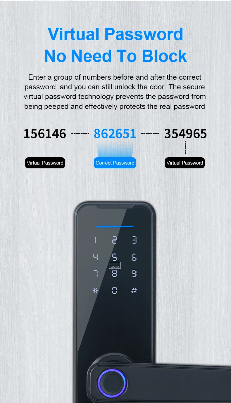 Best Price  Outdoor Password Code Card Key Wifi  Smart Door Lock Fingerprint Tempered Glass Door Lock
