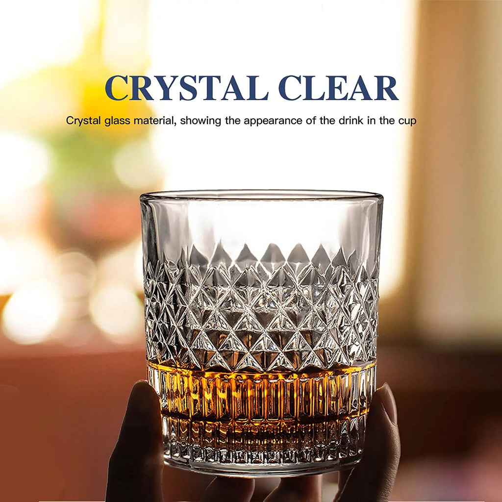 4PCS Fashion Whiskey Glasses, Scotch Whisky, Bourbon, Cocktails, RUM, Durable Whiskey Glasses