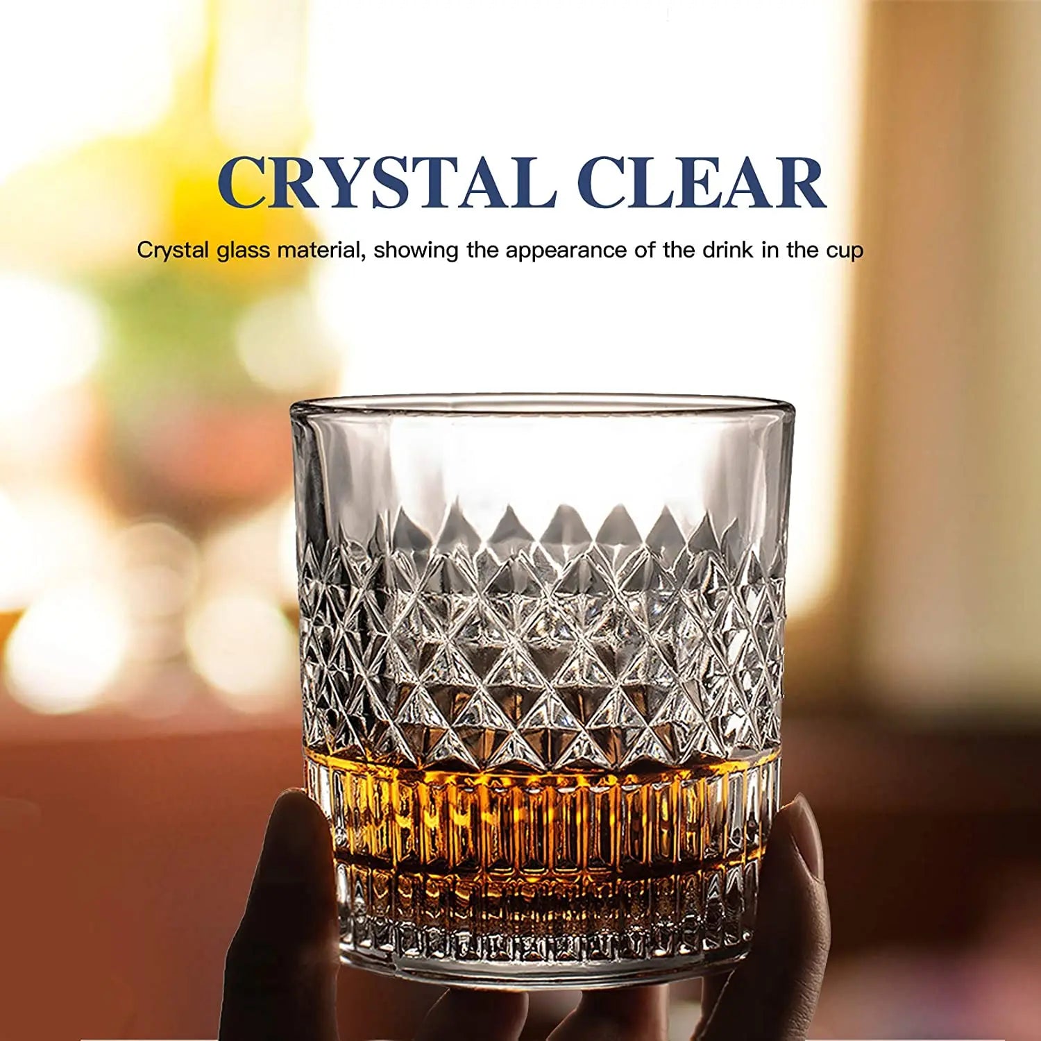 4PCS Fashion Whiskey Glasses, Scotch Whisky, Bourbon, Cocktails, RUM, Durable Whiskey Glasses