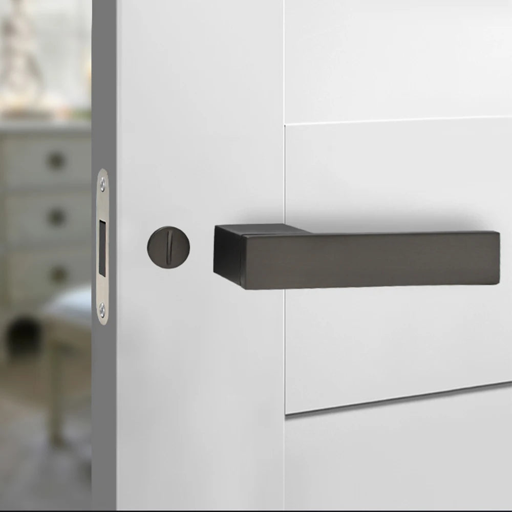 Italian Minimalist Bedroom Silent Split Lock Embedded Door Plank With Zinc Alloy Plate Magnetic Handle Door Lock