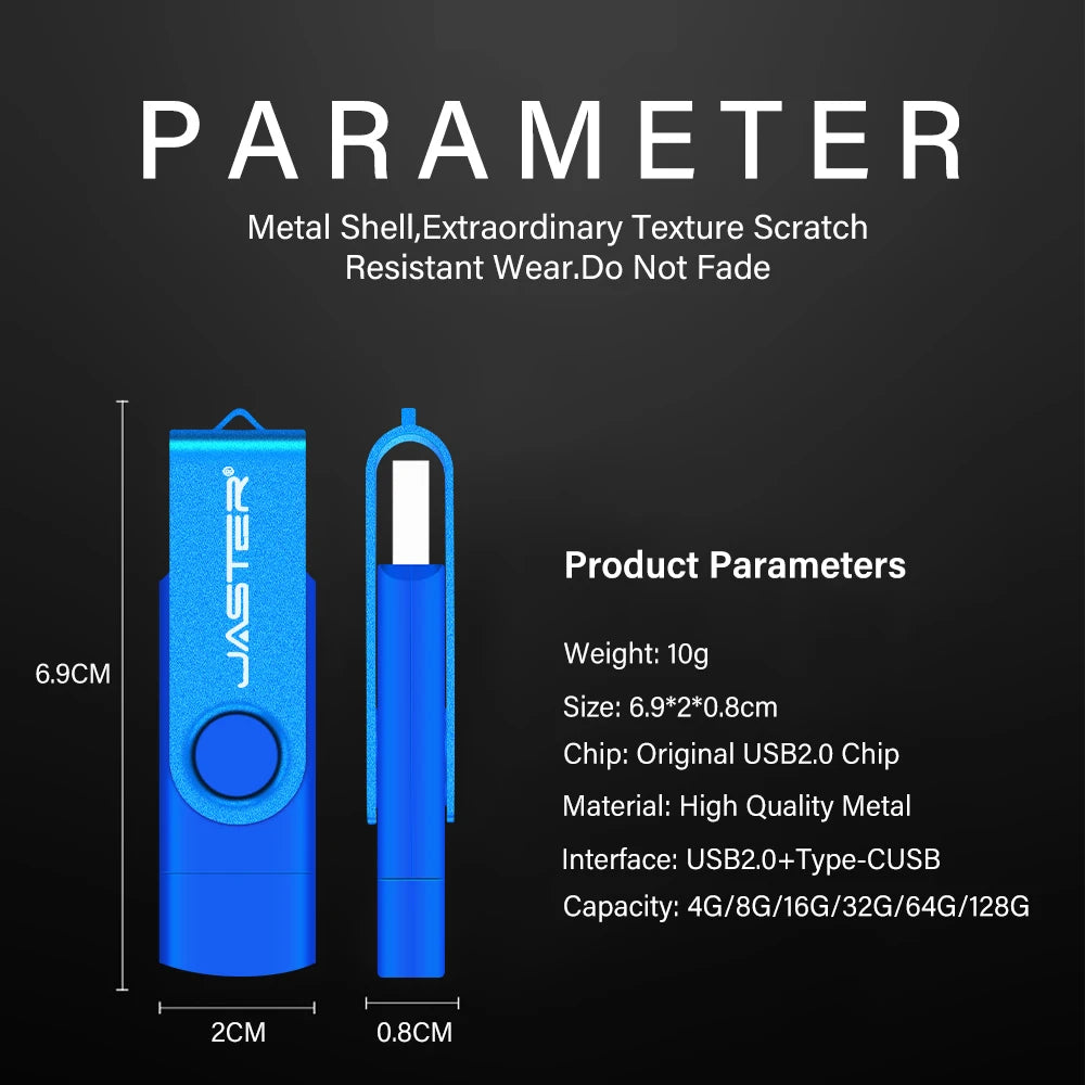 High Quality 2-in-1 Smart Phone Pendrive 8GB to 128GB 2.0 USB C Stick Type C Flash Drives New Plastic Product