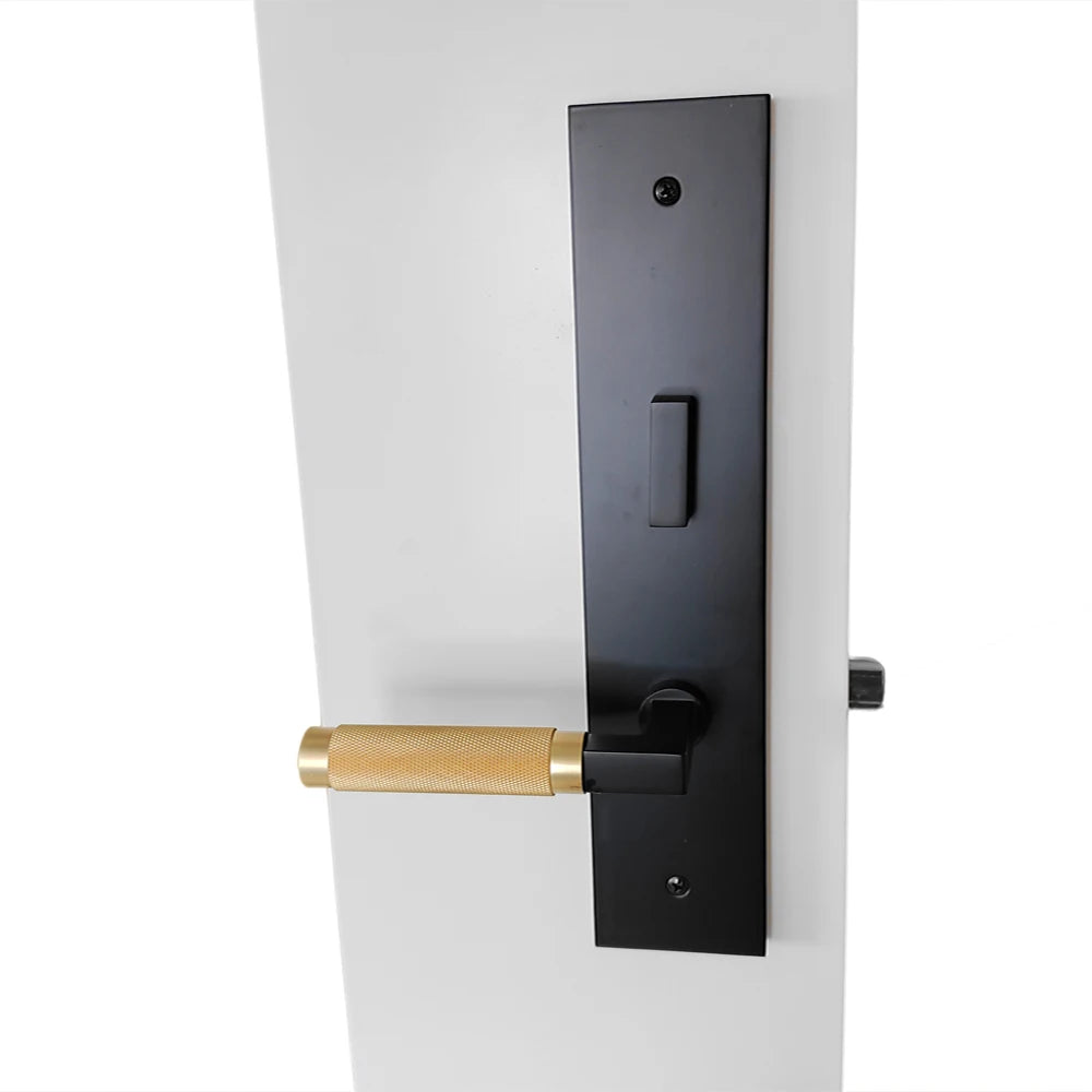 Luxury Solid Zinc Alloy Long Plate Knob Brass Material Half Knurled Rhombus Pattern Handle Door Lock