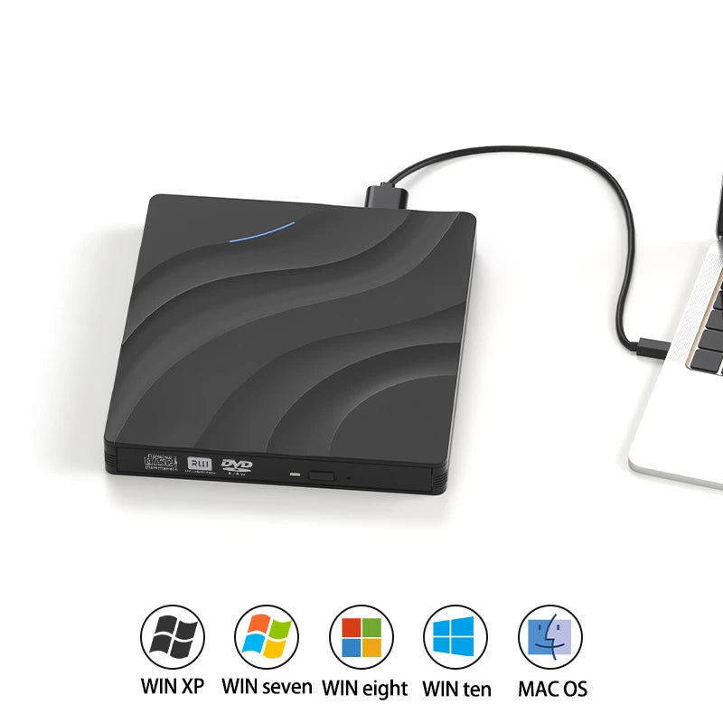 7 in 1 External Optical Drive DVD RW Burner with USB Type C Flash Drive & Card Reader for Laptop