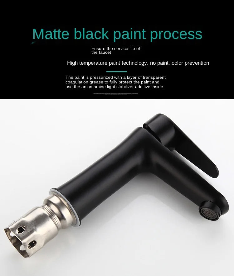 Bathroom Basin Faucet Cold & Hot Water Mixer Sink Tap Black Single Handle High Quality Kitchen Bathroom Accessory