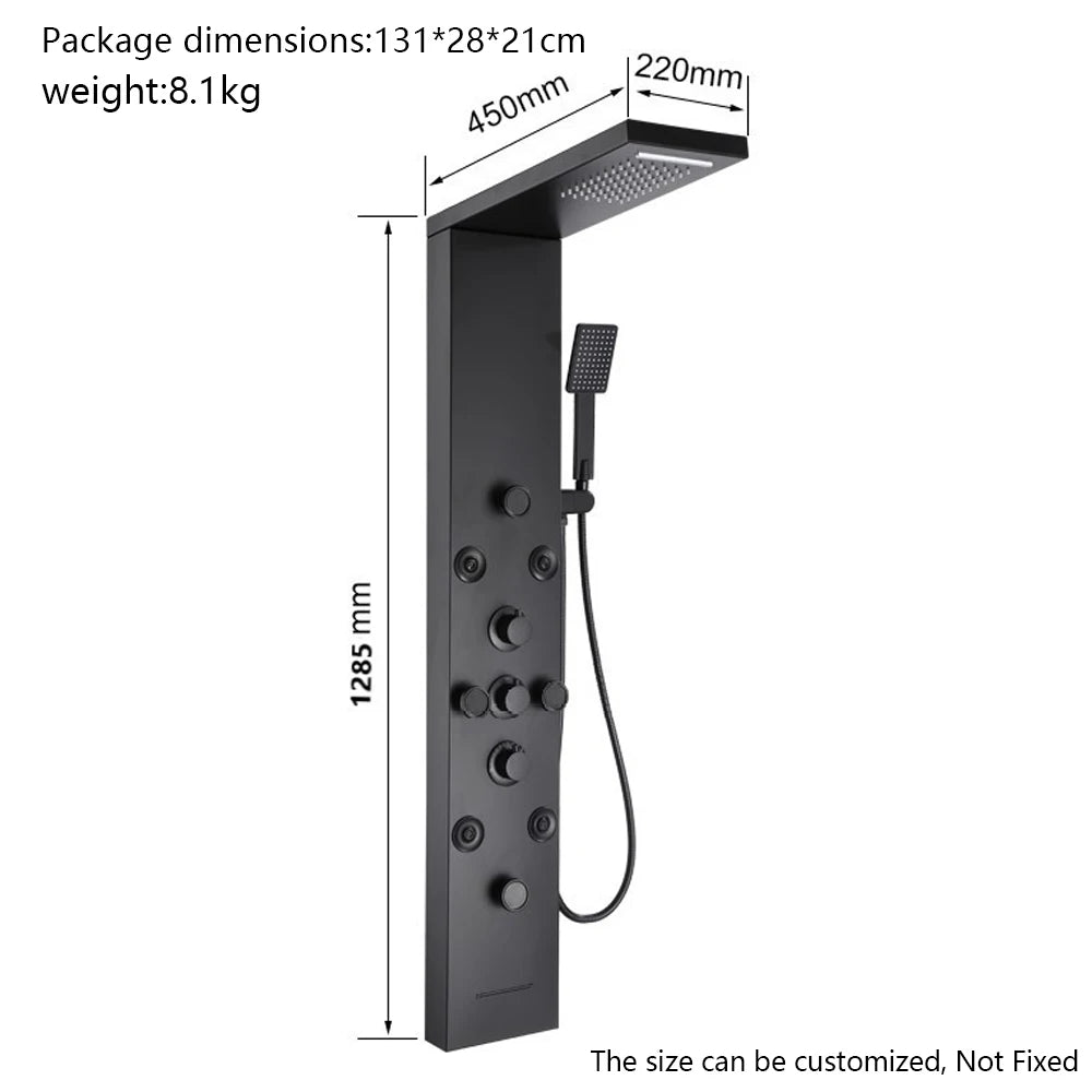 Modern OEM ODM DIY Customized Wall Mounted Bathroom Shower Faucet Mixer Tap Stainless Steel SPA Back Jet Massage Shower Panel
