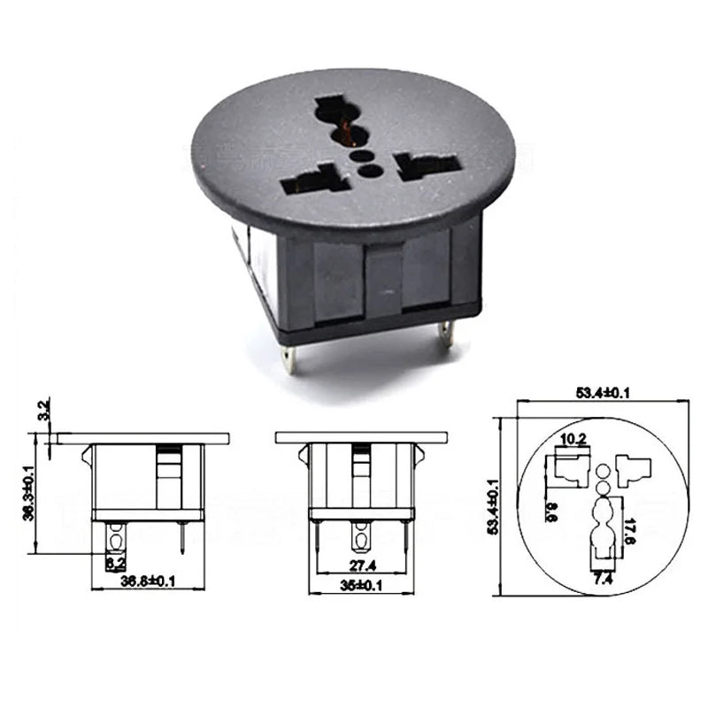 1PCS Black industry multi-functional PDU UPS outlet 3P Elcectrical 250V 13A US EU UK universal electrical AC power socket