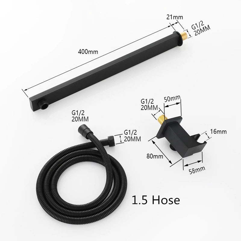 HONGDEC Wall Mounted Bathroom Shower Set  Rainfall Shower System LED Digital Display Bathroom Shower Set