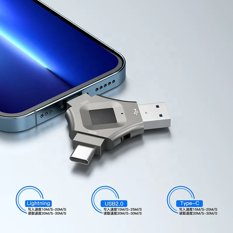3 in 1 High Tech Security Usb Fingerprint Reader 64GB 128GB 256GB 512GB Secure Pen Drive Encrypt Fingerprint USB Flash Drive