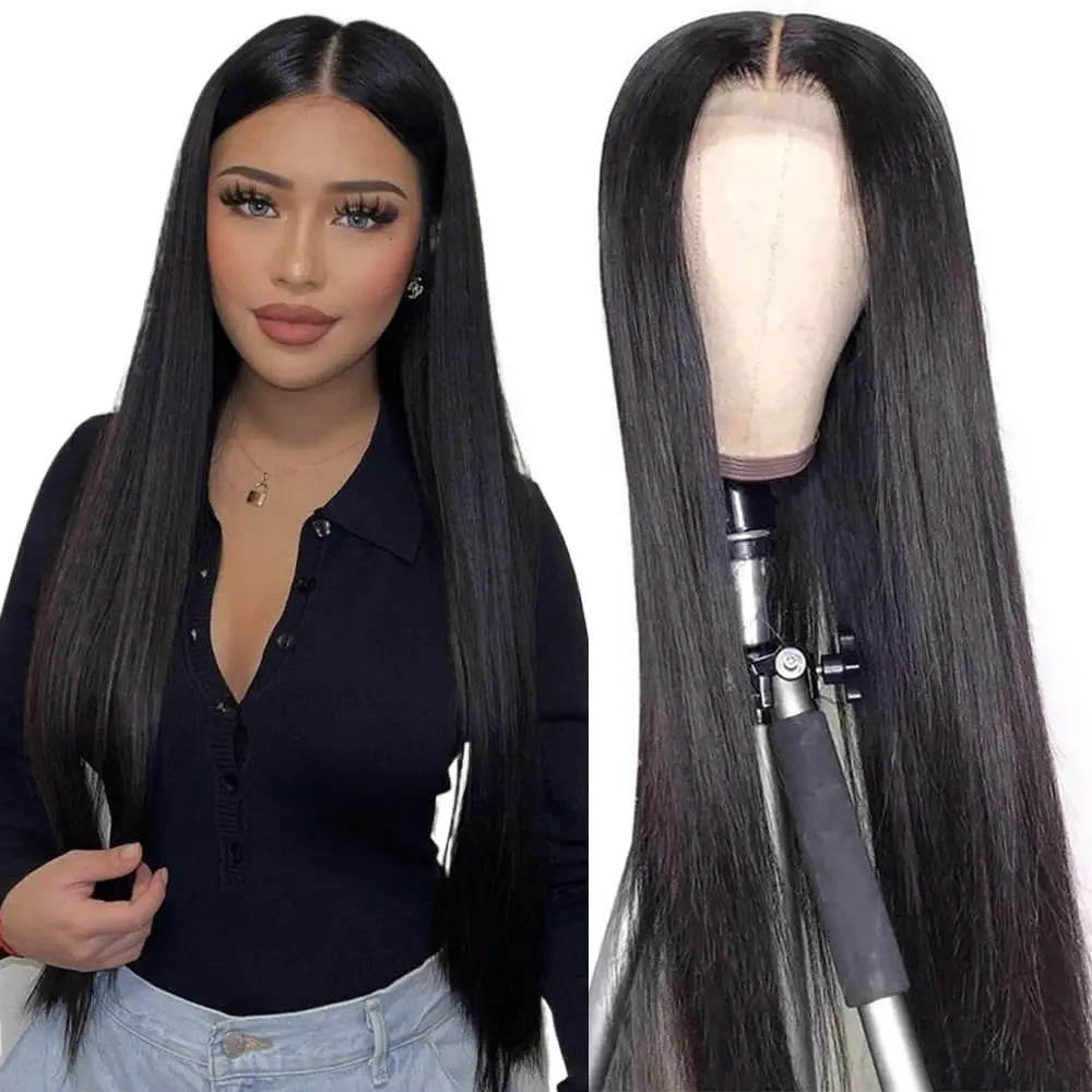 Super Double Drawn 13x4 Lace Front Wig Virgin Straight 150% Density Raw Cuticle Aligned Glueless Pre Plucked Baby Hair