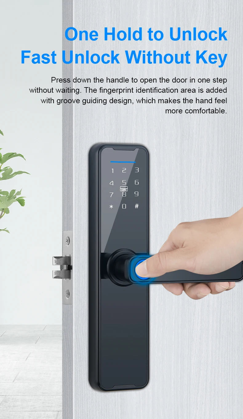 Best Price  Outdoor Password Code Card Key Wifi  Smart Door Lock Fingerprint Tempered Glass Door Lock