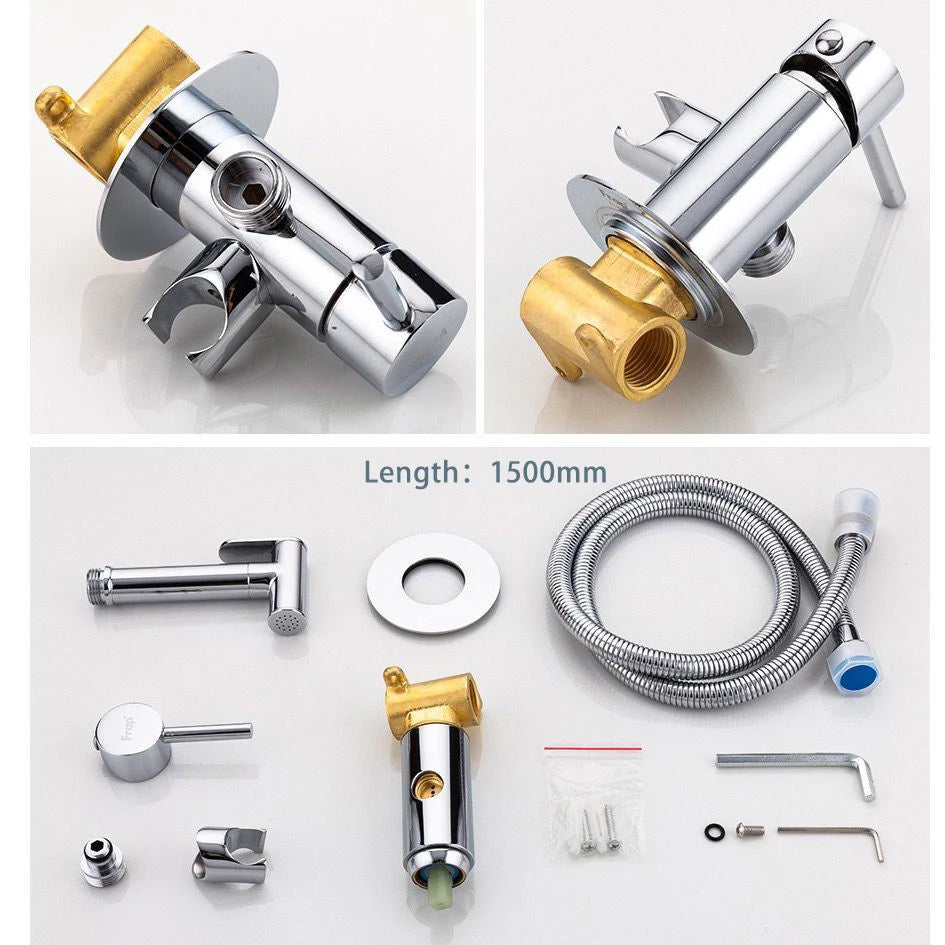 Brass Matt Black Round High Pressure Toilet Bidet Shower Head Sprayer Valve Faucet Set With 1.2m Hose Toilet Bidet Sprayer Set